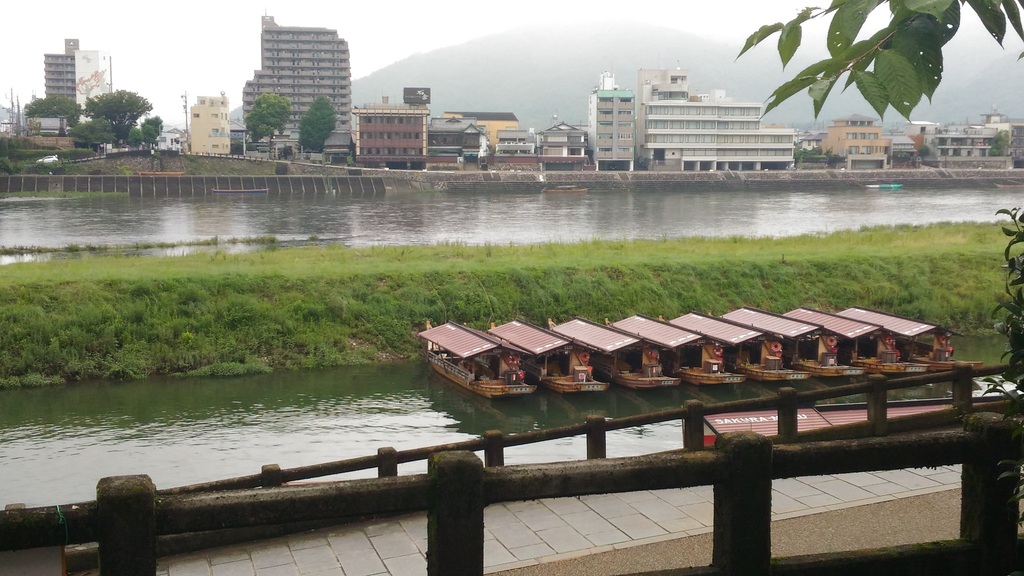 公園の高台からの長良川の眺めの写真