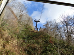 第一ロープウェイからの景色の写真。新穂高温泉駅（標高1117ｍ）から頂上までは高低差1000メートル