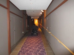 ロビーへのスロープの写真。正面のロビーに行く階段の脇には緩やかなスロープがあり、車いす、ベビーカーも安心です
