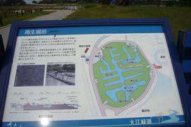 再生堀田の写真。かつて輪中地域に広がっていた堀田（ほりた）を再現しています