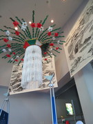 国重要無形民俗文化財の「長滝の延年」の写真。1月6日に長滝白山神社で催される花奪い祭りの花笠が天井から吊されています