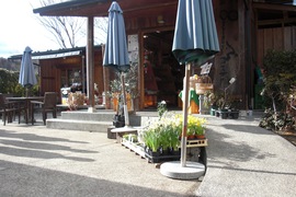 銀の森ショップの写真。インフォメーション前の雑貨お土産屋の入口。スロープがあります。