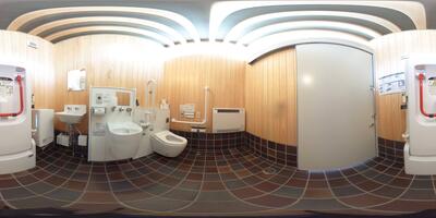 車いすトイレの内部360度写真(クリックで新しいウィンドウが開きます)